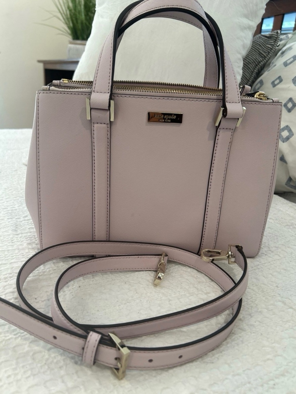 kate spade Pale Pink Structured Satchel with Gold Hardware